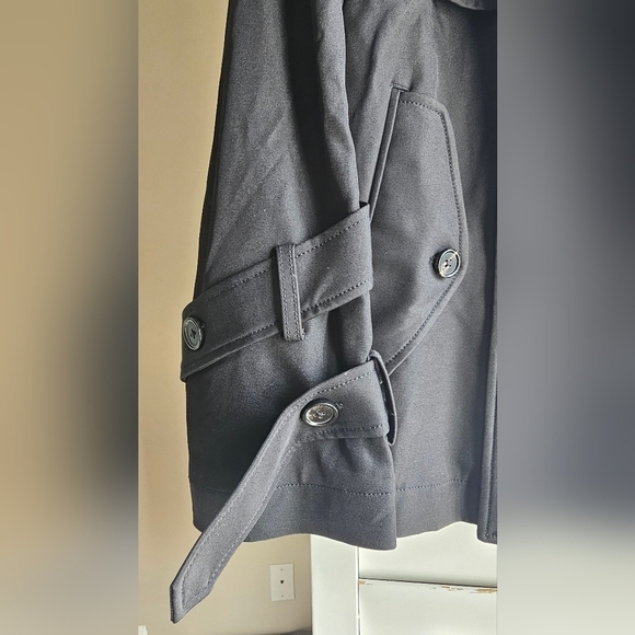 IZZUE Collection Double Breasted Pea Coat Black Short Trenchcoat Unique size L - Picture 2 of 12